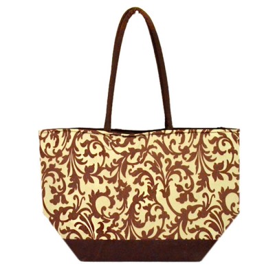 SW180601-BROWN/CREME FLOWER DESIGN INSULATED BAG